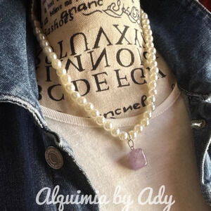 Alquimia by Ady Pearl and Amethyst Necklace
